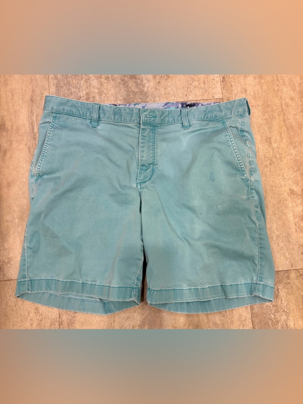 2 Pairs of Tommy Bahama Aqua and Light Blue Flat-Front Cotton Shorts